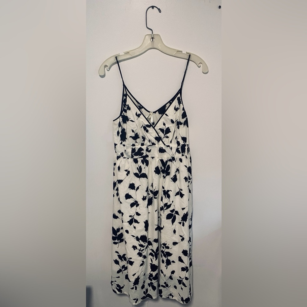 Lapis Women's Black & White Floral Spaghetti Strap Sundress PETITE LARGE